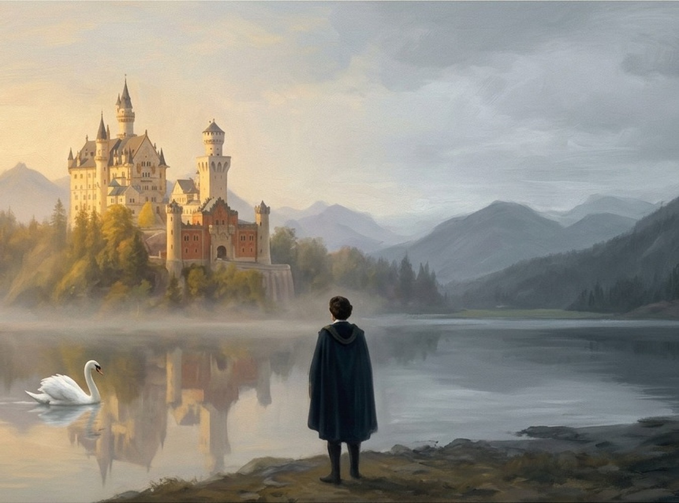 The Swan King — romantic landscape
